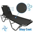 thumbnail image 3 of EasyGo Product Chaise Lounger – Aluminum Sun Lounge Chair – Adjustable Outdoor Patio Beach Porch Swing Pool-Five-Position Recliner-Lightweight All Weather, Black 2 Pack, 3 of 7