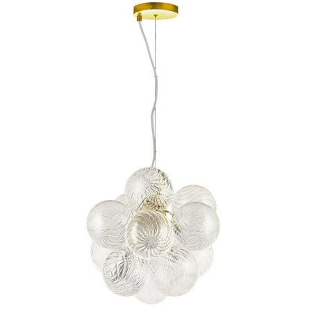 Dainolite 3 Light Aged Brass Pendant w/ Clear Spiral Glass