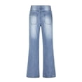 thumbnail image 4 of SDNall Wide Leg Jeans for Women Mid Ripped Frayed Hem Casual Jeans Trousers (Dark Blue, Sizes XS-L), 4 of 9