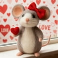 thumbnail image 3 of Valentine's Day Decorative Felt Mouse Figurine for Romantic Holiday and Gifting, 3 of 9