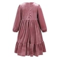 thumbnail image 2 of IDOPIP Kids Girls Vintage Velvet Christmas Dress Long Sleeve Wedding Casual Gown Winter Fall Clothes, 2 of 7