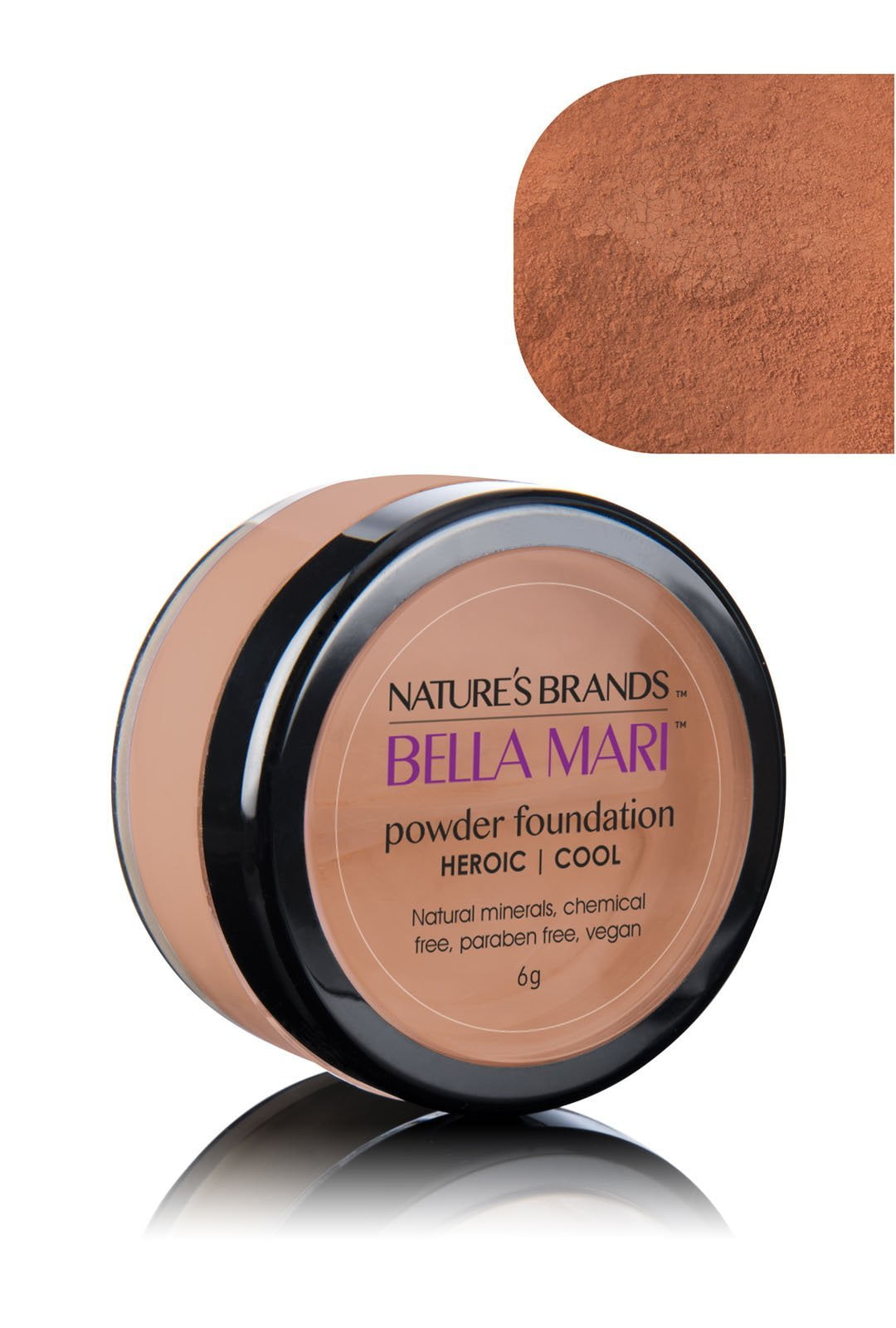 Bella Mari Fond de Teint Poudre Minérale Naturelle, Héroïque (Frais); 0.2oz