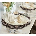 thumbnail image 3 of Embroidered Beaded Placemat 14" Round Set of 2 Brown/Gold Handmade w/Beads Scratchproof Decorative Placemats Accessory for Table Set Kitchen Decor Beadwork Table Mats, 3 of 7