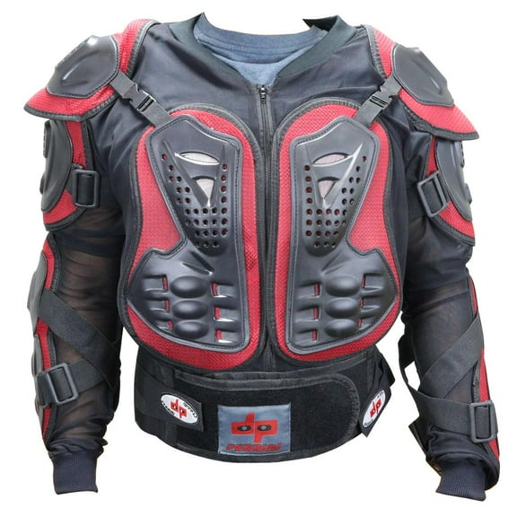 Red & Black CE Approved Perrini Full Body Armor Motorcycle Jacket Large