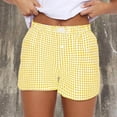 thumbnail image 2 of Summer Shorts Summer Cute Soft Plaid Print Shorts Button Front Pajama Bottoms Shorts Sleepwear Womens Pants Yellow S, 2 of 5