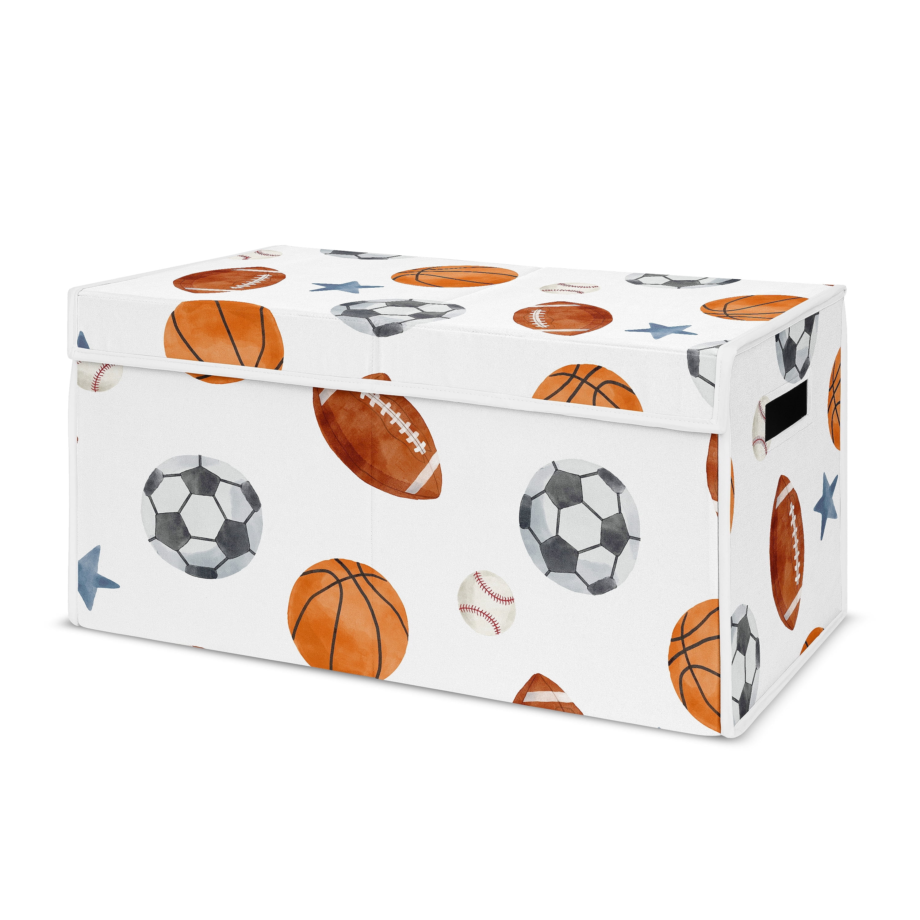 Sweet Jojo Designs Watercolor Sports Theme Boy Storage Fabric Toy Box