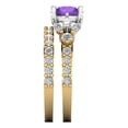 thumbnail image 3 of Clara Pucci 14K Yellow/White Gold 2.94 Natural Amethyst Engraveable Engagement Ring + Wedding Band Set, 3 of 7