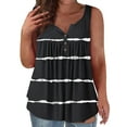 thumbnail image 1 of LilyLLL Plus Size Womens Henley Tank Tops Sleeveless Shirred Printed Vest T-shirt, 1 of 3