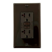 Leviton GFNT2 Self Test Slim GFCI Outlet with Wall-Plate Brown 20 A 125 Volt