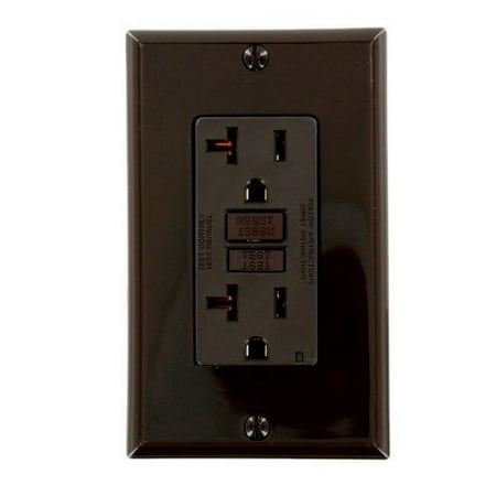 Leviton GFNT2 Self Test Slim GFCI Outlet with Wall-Plate Brown 20 A 125 Volt