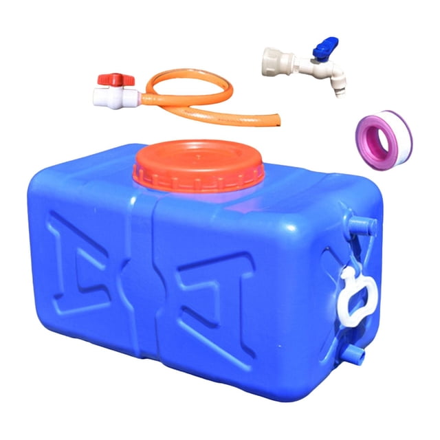 S SERENABLE Contenant d'Eau de Camping Réutilisable avec Robinet et Tuyau pour Camping, Voiture, Randonnée Bleu 30 kg