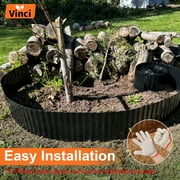 Vinci Garden Landscape Edging Border, 12 Inch x 20 FT Corrugated Sturdy Metal Easy Installation Safe Hemmed Lawn Garden Border Edges for DIY Flower Beds,Pathways and Patio Design-Black