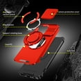 thumbnail image 3 of 360° Rotatable + 100° Fold Ring Stand Slim Fit Case for Motorola Moto G 5G 2025, with Sliding Camera Cover Shockproof Protection Matte Hybrid Phone Cover, Support Magnetic Car Mount, Red, 3 of 9
