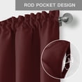 thumbnail image 3 of Pure Oxblood Red Kitchen Valances for Windows, Contemporary Solid Color Minimalist Art Bathroom Window Valances 54x18 Inch Rod Pocket Window Treatments Valance Curtains for Living Room Bedroom Decor, 3 of 9