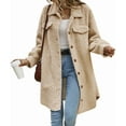 thumbnail image 3 of Women'S Teddy Fleece Coat-Plush Oversized Long Cardigan, Cozy Winter Fuzzy Outwear for Casual Style Khaki M, 3 of 9
