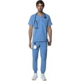 thumbnail image 4 of Members Only Men's Premium Drawstring Jogger Cargo Scrub Pants with 11 Pockets - Ceil Blue - XL, 4 of 6