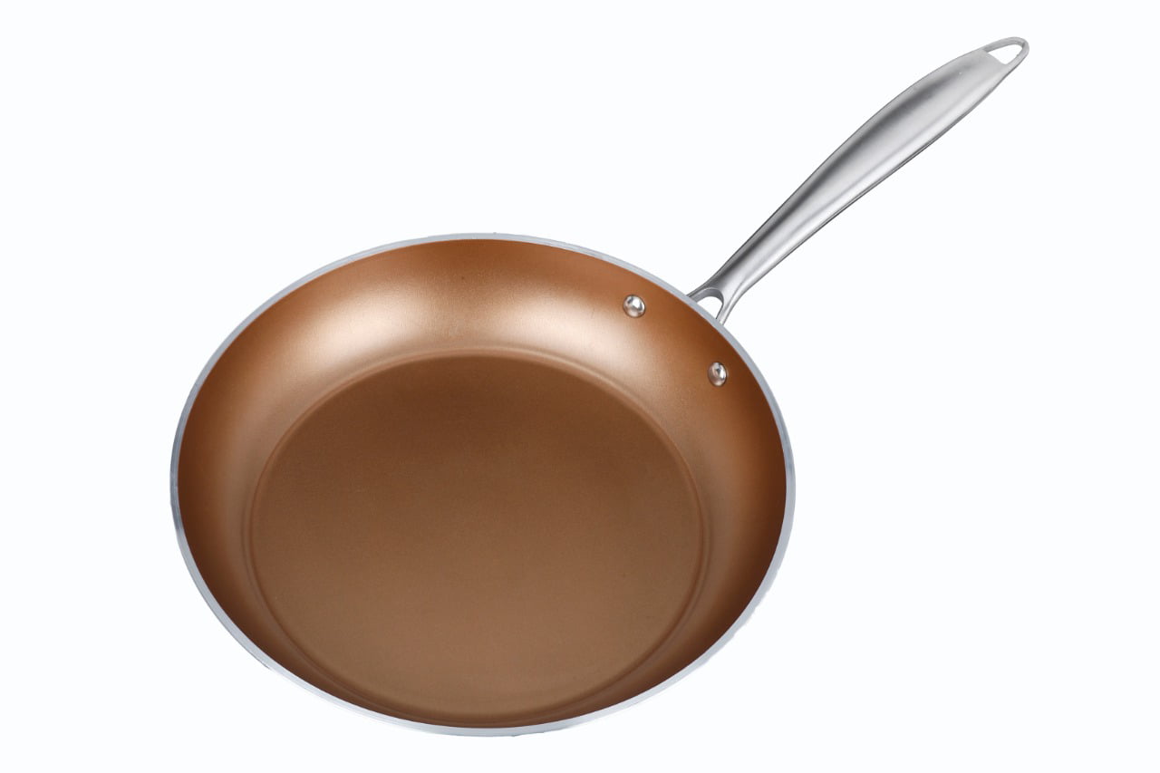 10 inch Aluminum Frying Pan, Non-Stick, Copper Finish, Stainless Steel Handle, Dishwasher Safe, Skillet, Mainstays Brand, Size: 10 inch