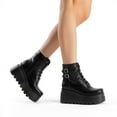 thumbnail image 6 of BURUDANI Women Chunky High-Heel Platform Combat Ankle Boots Goth Lace-Up Motorcycle Booties, 6 of 7
