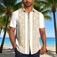 thumbnail image 2 of ZCFZJW Mens Hawaiian Shirts Short Sleeve Button Down Shirt Striped Color Block Printed Tropical Summer Beach Vacation Tees Shirt Tops Khaki M, 2 of 6