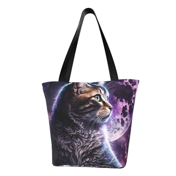 Easygdp Purple Moon Cat Shoulder Bags for Women,Crossbody Bags Shoulder Purse Handbag for Women