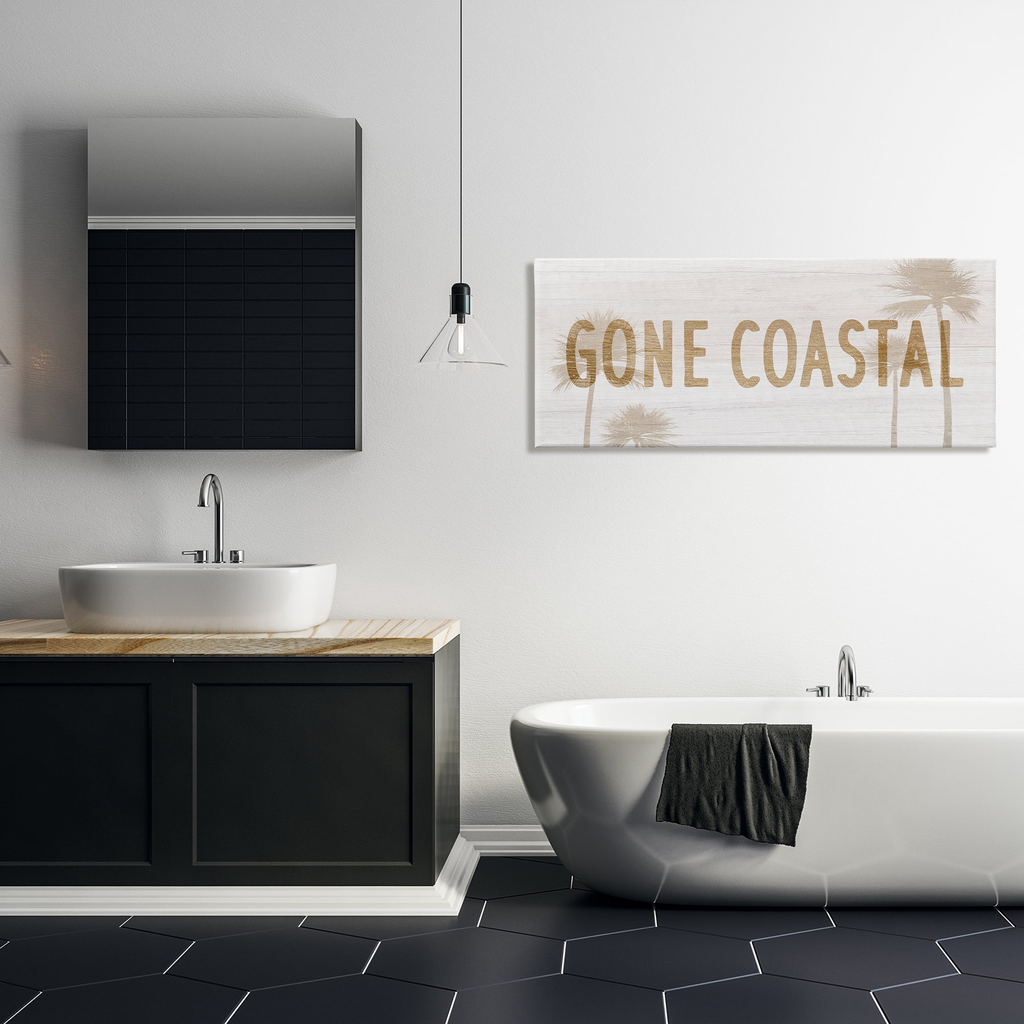 Stupell Industries Gone Coastal Beach Pun Funny Tropical Palm Trees, 48 x 20, Design by Daphne Polselli