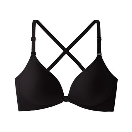 Limited Offer: Womens Bras Pack  Pack de sujetadores para mujer  Women s Beautiful Back Underwear Push-up Sexy Front Buckle Bra Seamless Bra SOPATENOR Black L