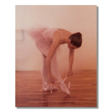 Ballerina Girl in Pink Tutu Lacing Shoes Ballet Wall Picture 8x10 Art