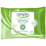 4 Pack, Simple Exfoliating Makeup Remover Wipes, with Vitamin E Oil to Moisturize Skin, 25 ct