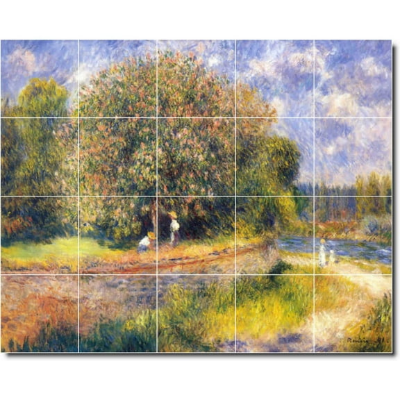 Ceramic Tile Mural-Auguste Renoir Country Painting 51. 21.25" w x 17" h using (20) 4.25 x 4.25 ceramic tiles
