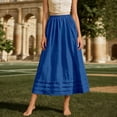 thumbnail image 5 of Lusa Long Skirts for Women 2026 Summer Boho Pleated Loose Fit Lightweight Flowy Skirt Pure Color Casual Elastic High Waisted Swing A-Line Maxi Skirts Blue M, 5 of 5
