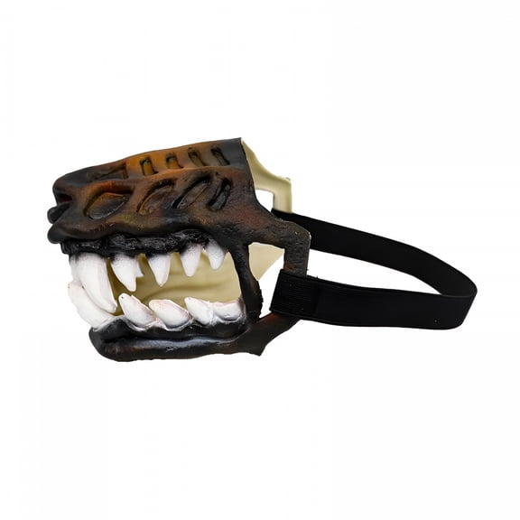 TELOLY Halloween Scary Dog Muzzle - Latex Animal Costume Mask with Lifelike Teeth; Adjustable Breathable Face Cover for Dogs Dress Up Dog Mask