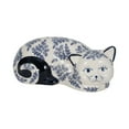 thumbnail image 6 of Ceramic Chinoiserie Cat Sculpture for Home Decor - Chic Ornaments for Bathroom, Office, and Living Room Display Styling - Sculptural Figurine for Shelf or Coffee Table Decor - 4", Blue & White, 6 of 13