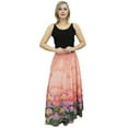 thumbnail image 4 of Bimba Women's Peach Floral Printed Maxi Summer Cotton Skirt Elastic Waist-S, 4 of 4
