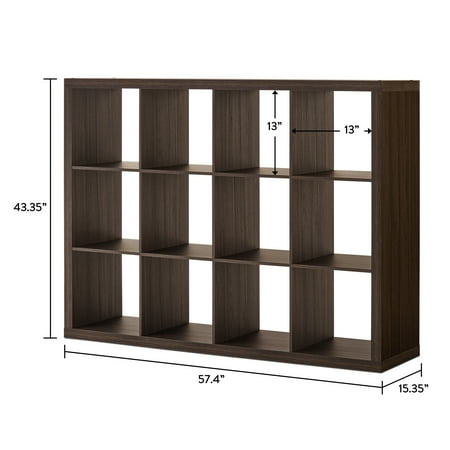 better homes & gardens 12-cube storage organizer, tobacco oak