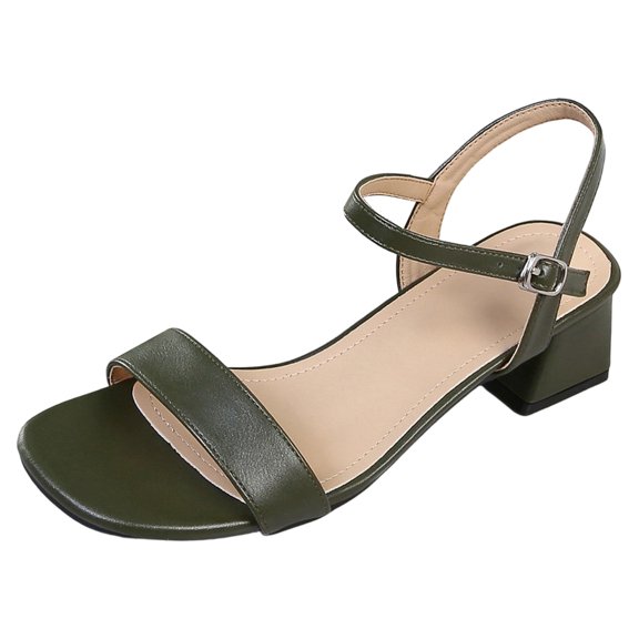 YLYL Womens Slingback Sandals Chunky Low Heel Square Open Toe Ankle Strap Buckle Summer Dress Shoes