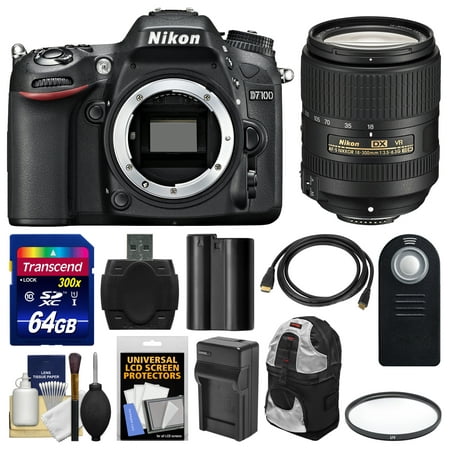 Nikon D7100 Digital SLR Camera Body with 18-300mm VR Zoom Lens + 64GB Card + Backpack + Battery/Charger + Kit