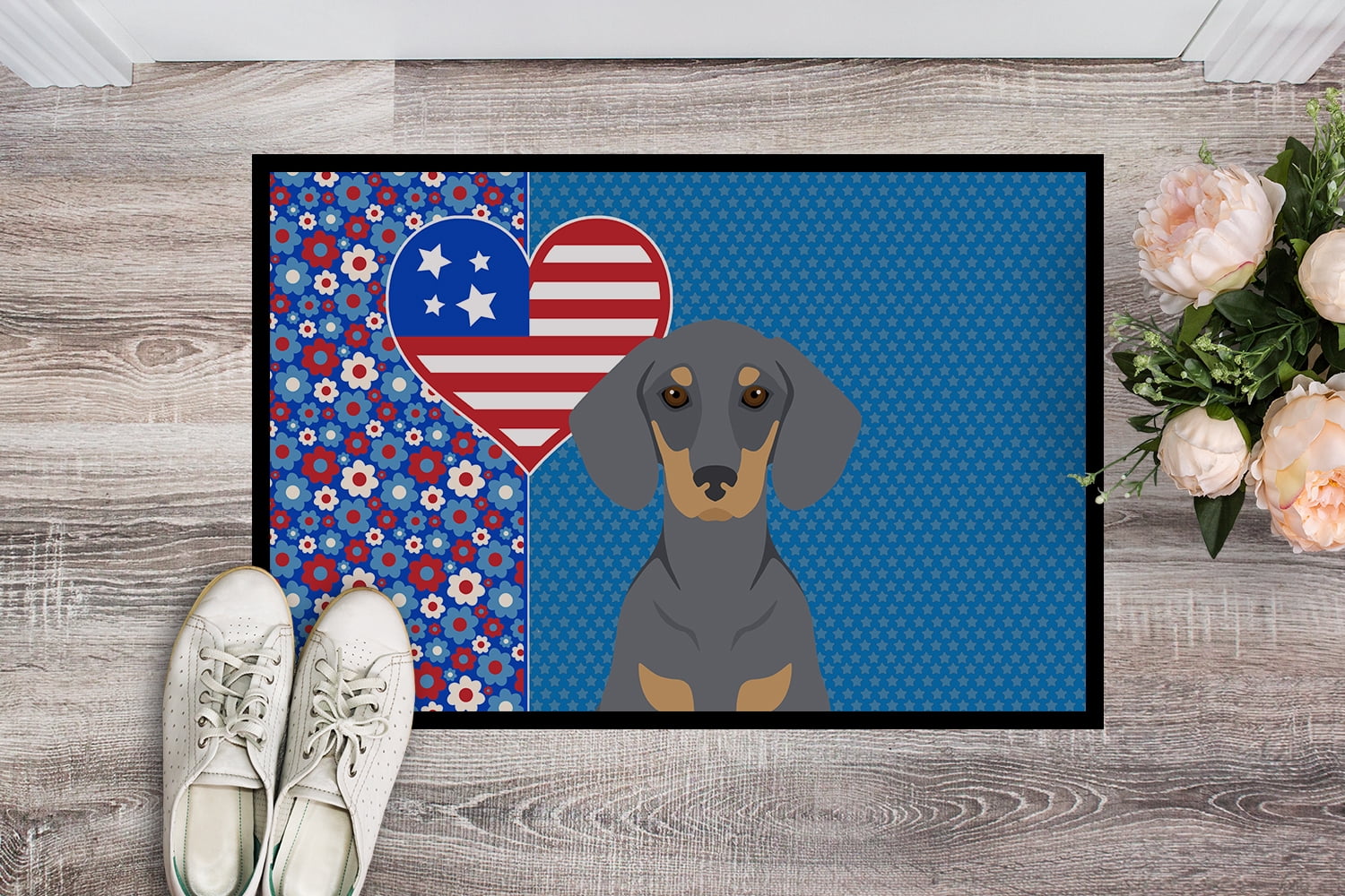 Blue and Tan Dachshund Indoor or Outdoor Mat 24x36 36 in x 24 in