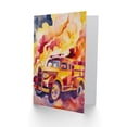 thumbnail image 2 of Artery8 Fire Truck on Fire Orange Lilac Red Watercolour Greeting Birthday Card Him Her All Blank, 2 of 3