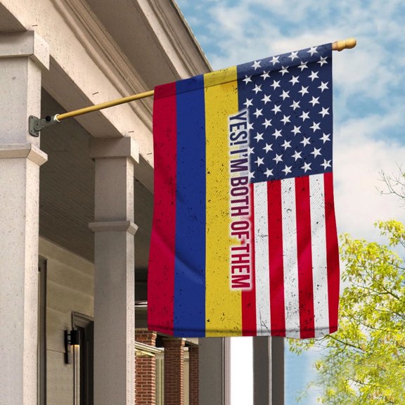 American Half Colombia Flag Colombian Friendship U.S.A My Home My Blood House Flag, Double-Sided Decorative Outdoor Flag, Polyester Yard Flag 29.5 x 39.5 in