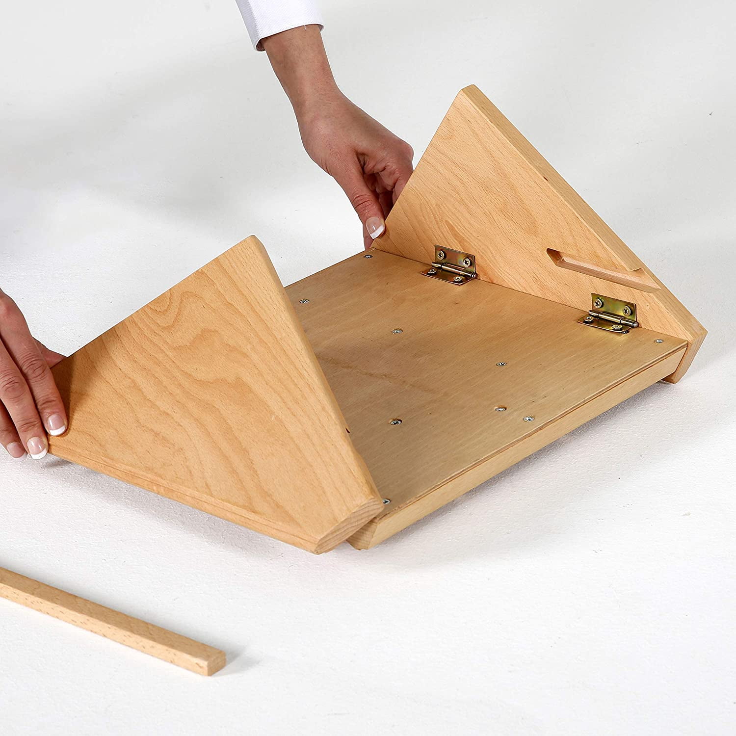 M&T Displays 5 Tiered Natural Wood Business Card Holder 25 Pockets - Desktop Organizer for Office
