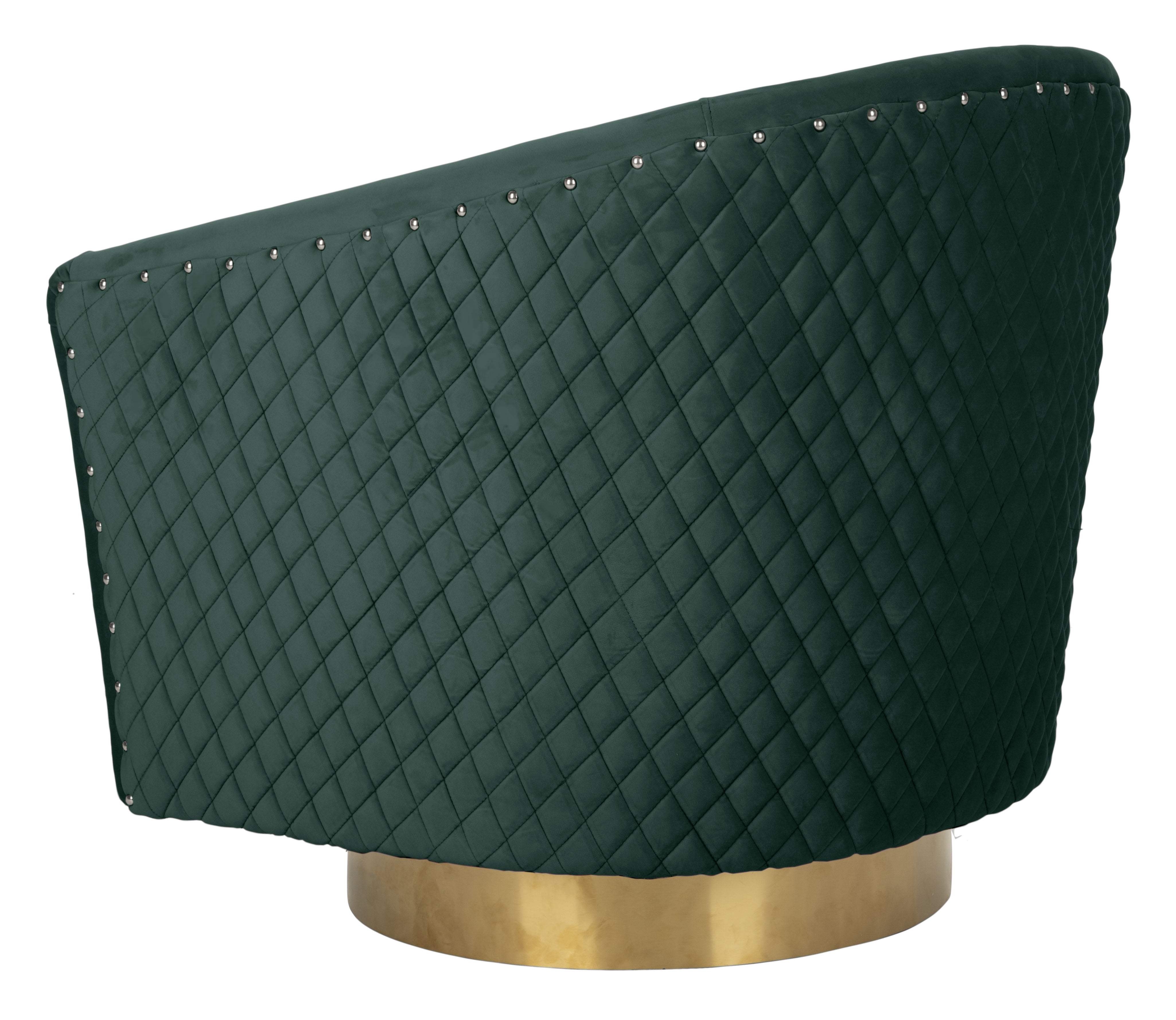 SAFAVIEH Couture Clara Contemporary Velvet Quilted Swivel Tub Chair, Emerald