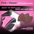 thumbnail image 6 of Pink Power Detail Sander for Woodworking 20V Cordless Electric Hand Sander for Wood Furniture - Mini Palm Sander Tool with Sandpaper, Li-Ion Battery & Charger - Small Handheld Sanding Machine, 6 of 8