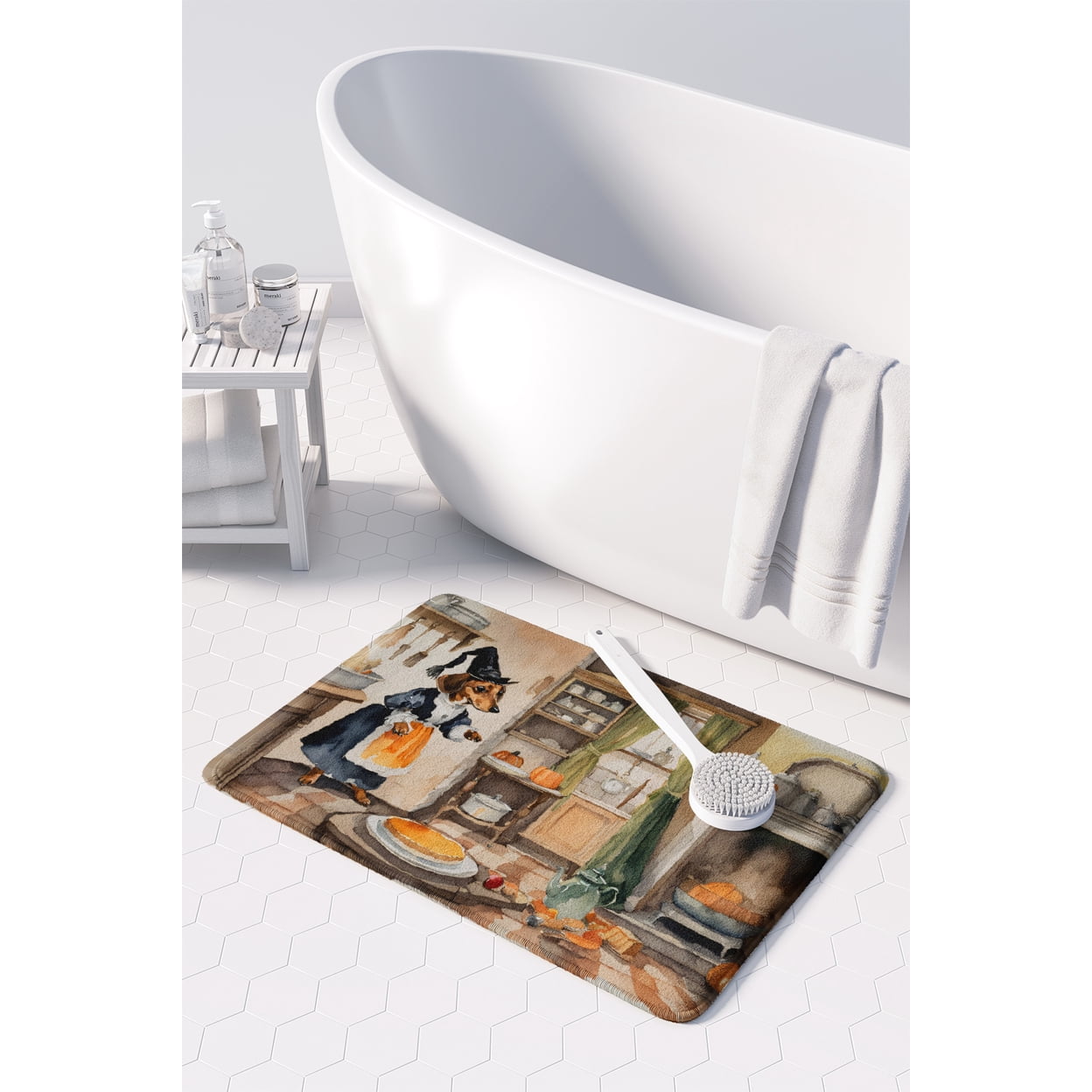 Carolines Treasures DAC1769RUG 19 x 27 in. Unisex Dachshund Fall Kitchen Pumpkins Memory Foam Kitchen Mat