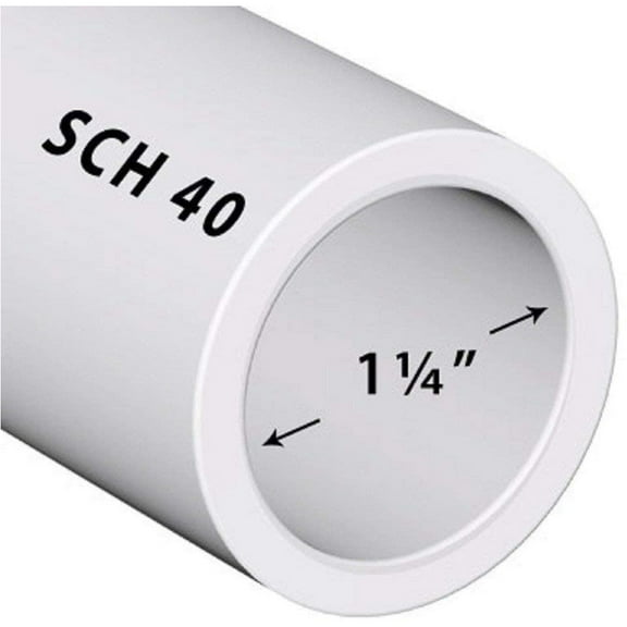 VENTRAL Schedule 40 PVC Pipe 1 1/4 Inch (1.66 OD), White, Cut Lengths for Plumbing, Landscape, Pool, Spa
