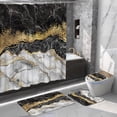 FRAMICS 16 Pc Black Gold Marble Bathroom Set with Waterproof Shower ...