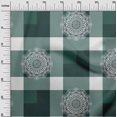 thumbnail image 3 of oneOone Cotton Silk Dark Teal Green Fabric Asian Block With Check Sewing Fabric By The Yard Printed Diy Clothing Sewing Supplies 42 Inch Wide, 3 of 4