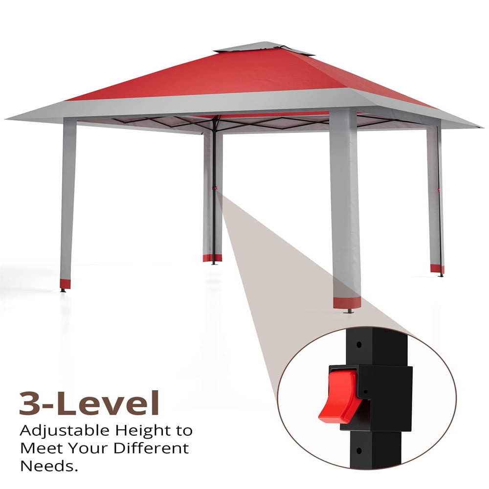 13x13Pop-Up-Gazebo Outdoor Canopy Tent with Mosquito Netting, [Adjustable Height & Spacious] Pop Up Tent with Double Roof, UV-Resistant Outdoor Gazebo for Backyard, Patio, Lawn, Garden, Deck