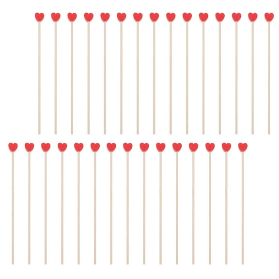 HONITANO Honey Stirring Stick Red Heart Shaped Tip Long Handle 100Set 6.1X0.6X0.4In