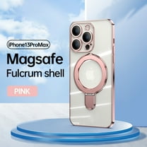 Plating Magnetic Shockproof for iPhone 13 Pro Max Case, [Compatible with MagSafe] With Lens Film Built-in Foldable Stand Slim Yet Protective Phone Case Cover for iPhone 13 Pro Max, Rosegold