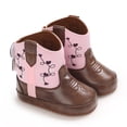 thumbnail image 2 of AUDeals Infant Baby Western Cowboy Boots Soft Sole Prewalker Non Slip Embroidered Footwear for Boys and Girls (Pink, 3-6 Months), 2 of 4